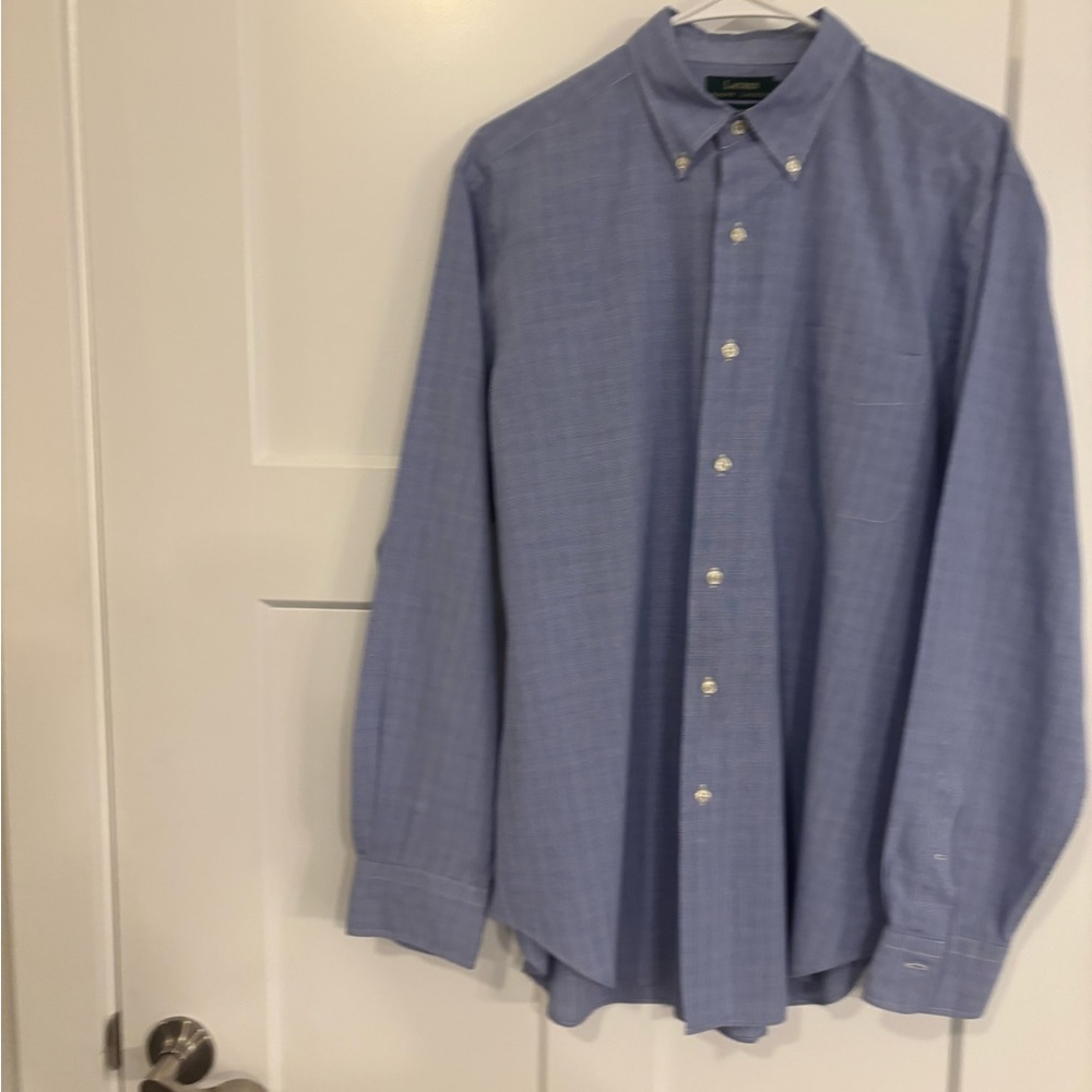 LAUREN BY RALPH LAUREN PREPPY LONG SLEEVE DRESS SHIRT MEN 16 - 34 / 35 MED BLUE